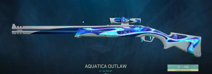 The Aquatica Outlaw, the first Battlepass Outlaw skin! Source: Riot Games and @ValorantUpdated on Twitter.com